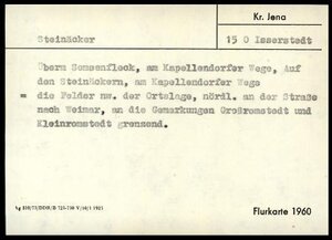 Ein Belegzettel aus dem Thüringischen Flurnamenarchiv mit der Bezeichnung Steinäcker